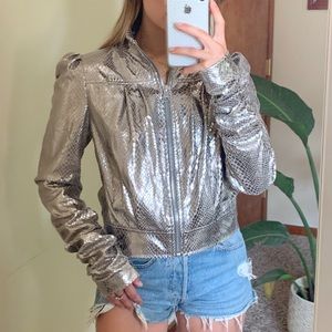 Vintage Faux Snakeskin Metallic Silver Jacket